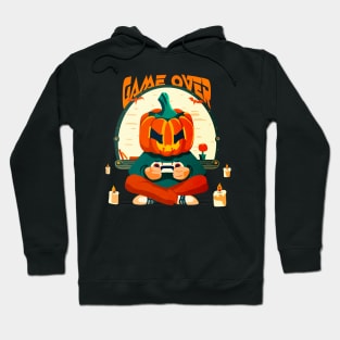 Game Over Pumpkin Head Halloween Gamer Hoodie